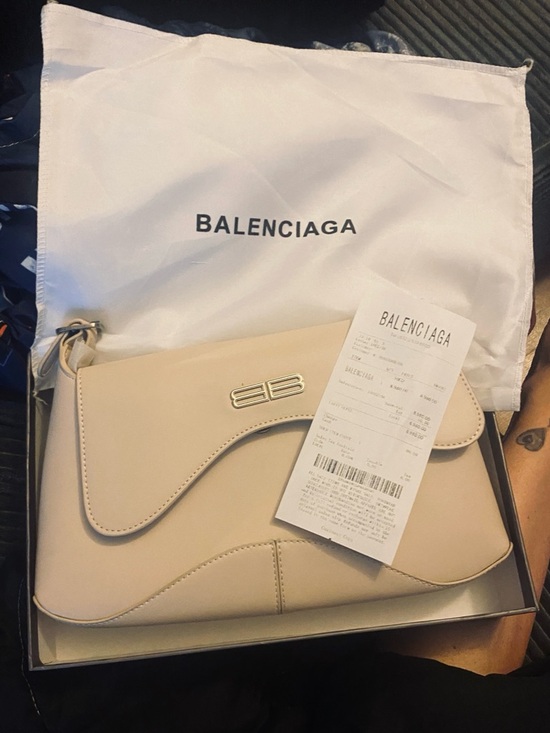 Balenciaga Handbags - Balenciaga Cream Saddle Shoulder Bag with BB Logo